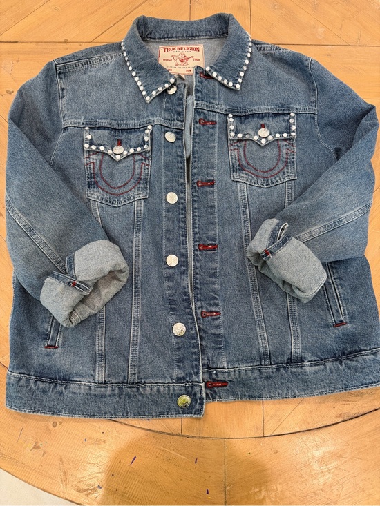 True Religion Jackets & Blazers - True Religion Jesse Trucker Denim Jacket with Stud Detail Large